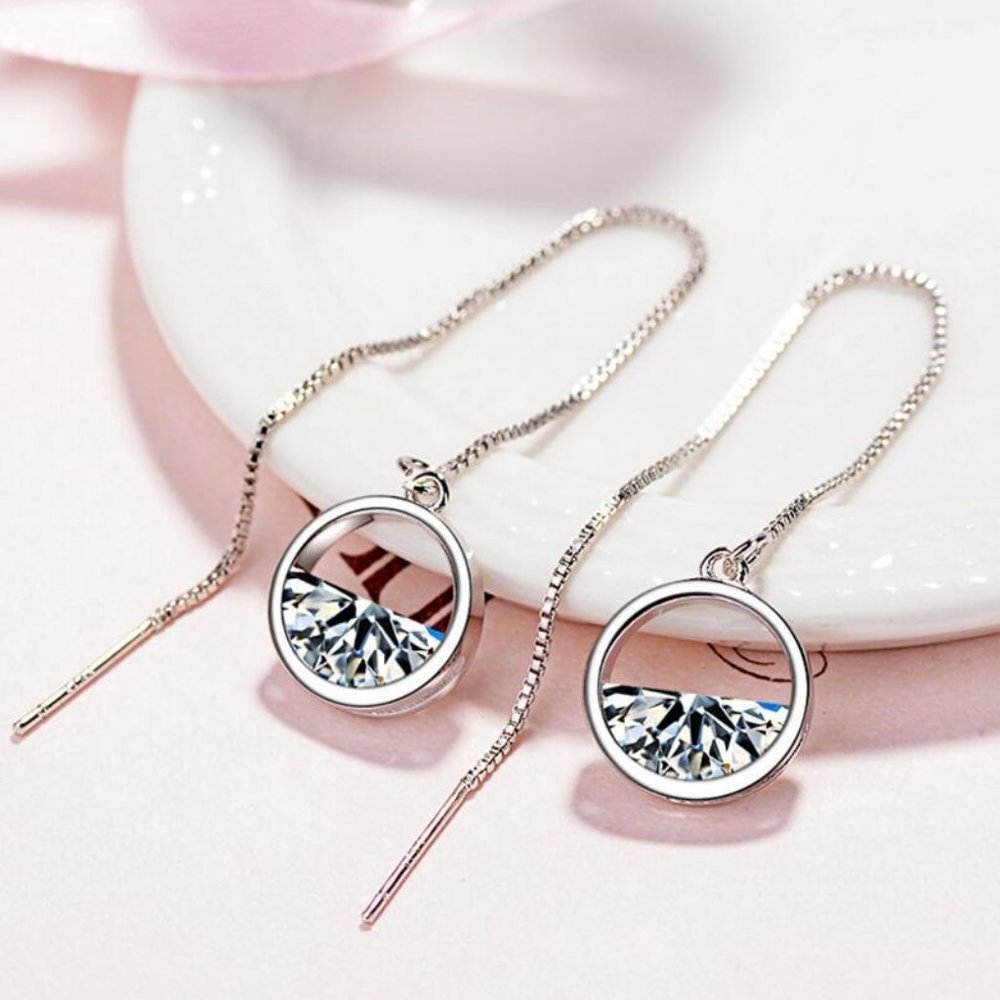 NEW Sterling Silver Diamond Water Drop Earrings